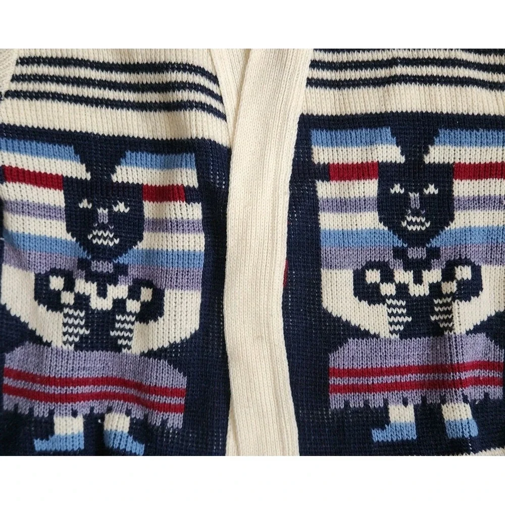 Vintage Open Cardigan Womens Southwest Aztec 70s‎ Flare Sleeve Striped S/M Knit